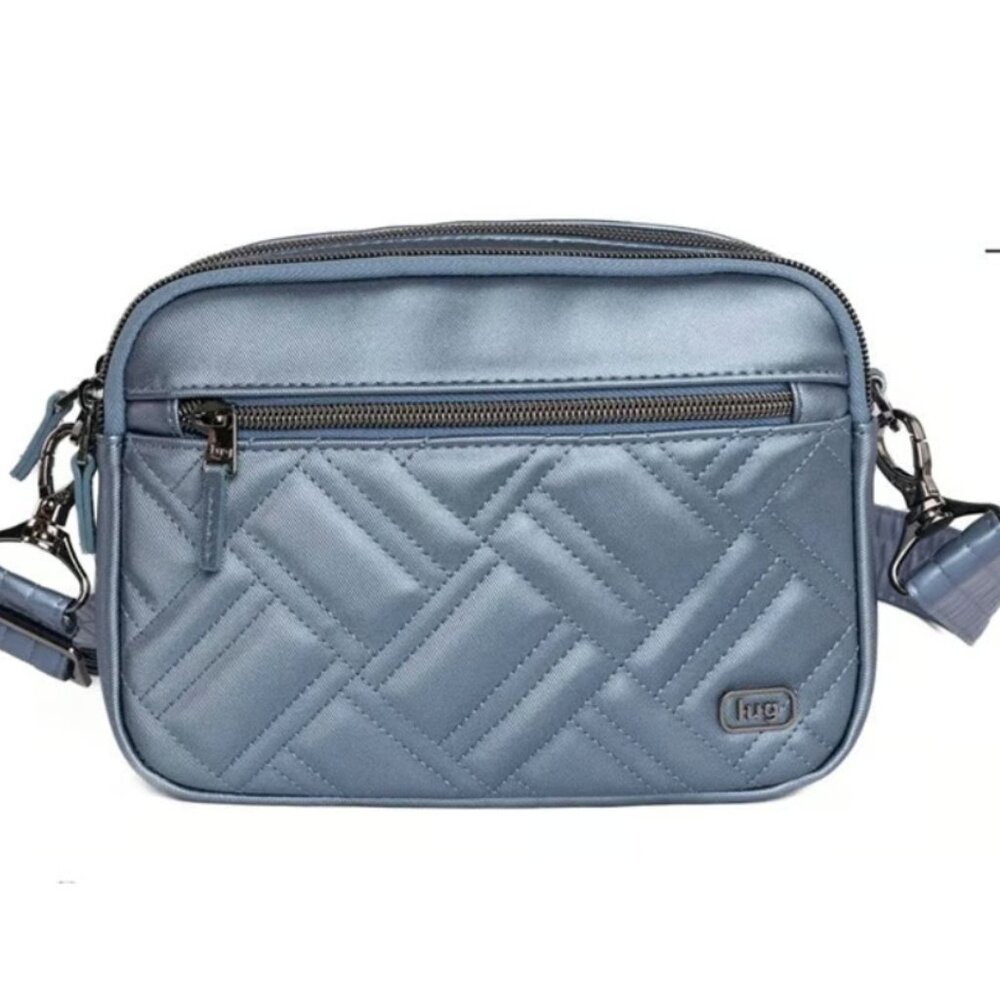 Lug Super Coupe 2 Satin Luxe Convertible Crossbody Bag Metallic Blue Moon